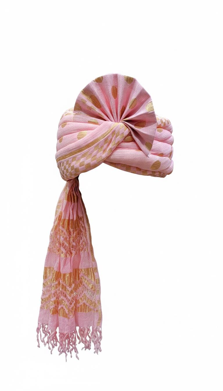 Pink Gold Barati Turban Safa | Groom's Party Pagdi for Guests