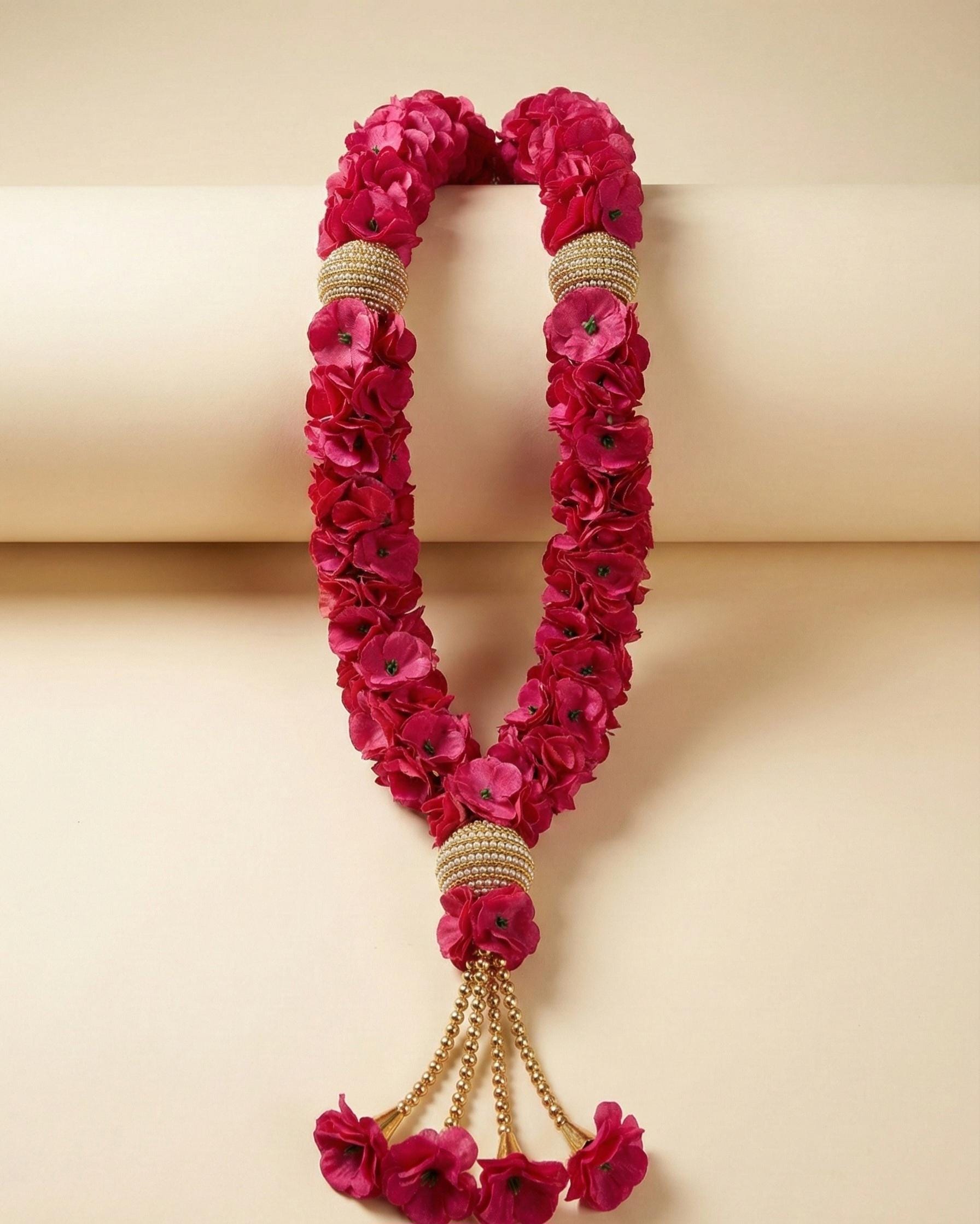Handmade Pink Rose Garland – Indian Wedding Varmala, Home Decor