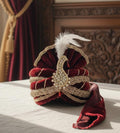 Embroidered Maroon Velvet Groom Turban – Indian Wedding Safa with Peacock Kalangi