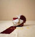 Handcrafted Maroon Velvet Groom Turban – Pearl Kalgi, Feathered Indian Wedding Safa