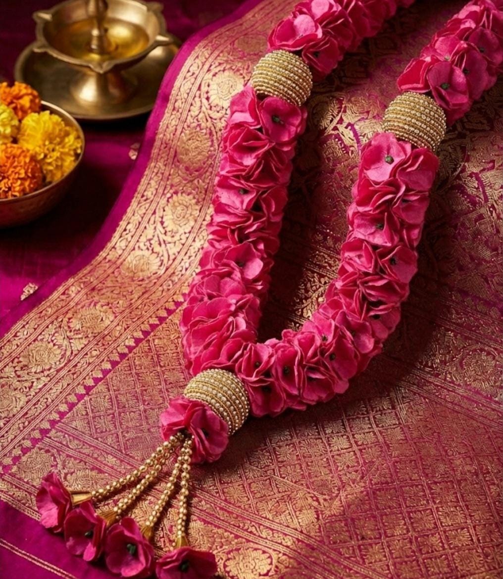 Handmade Pink Rose Garland – Indian Wedding Varmala, Home Decor
