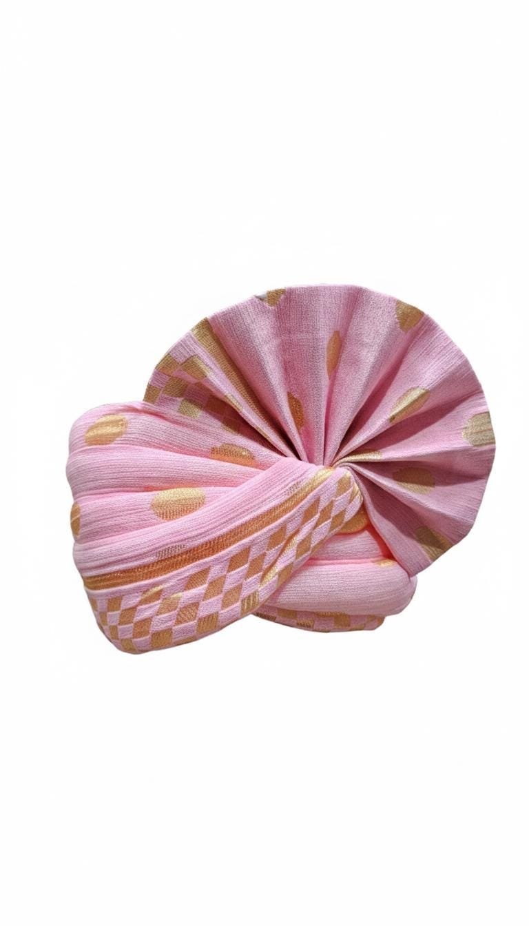 Pink Gold Barati Turban Safa | Groom's Party Pagdi for Guests
